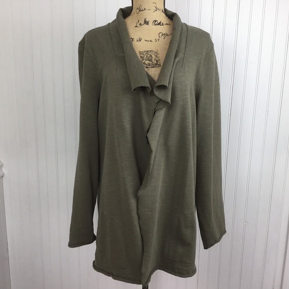 J. Jill Olive Green Draped Cardigan Sweater Small - Picture 2 of 8